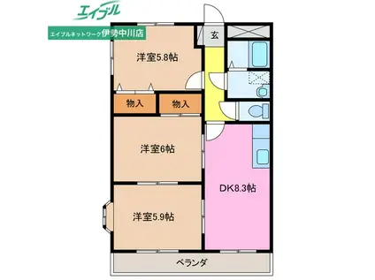 アンジュリークA.I(3DK/1階)の間取り写真