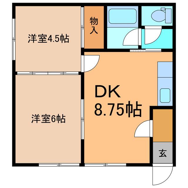 ハイツニュータウンB(2DK/2階)の間取り写真