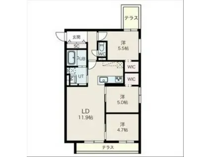 ALTUS南平岸(3LDK/1階)の間取り写真