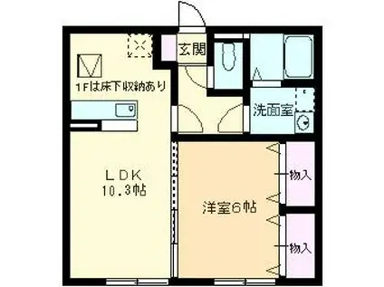 エクセレント・シュガー B(1LDK/2階)の間取り写真