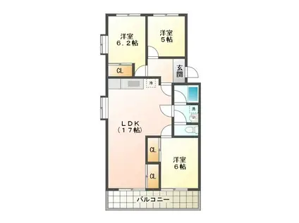第2マンションむつみヶ丘(3LDK/2階)の間取り写真
