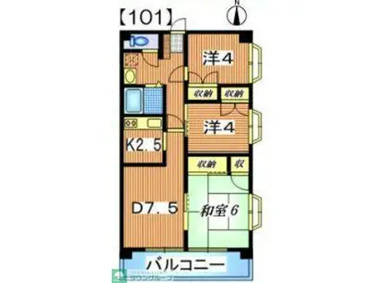 ロングキャッスルII(3LDK/1階)の間取り写真