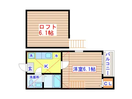 ロフトハウス長町(1K/1階)の間取り写真