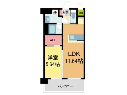 プレジオさくら夙川(1LDK/2階)の間取り写真