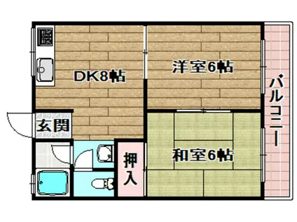 第2奥村ハイツ(2DK/2階)の間取り写真