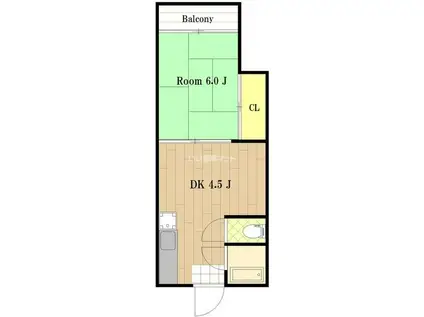 アライコーポ(1DK/1階)の間取り写真