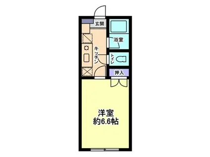 信開セルーラ山代温泉南1(1K/2階)の間取り写真