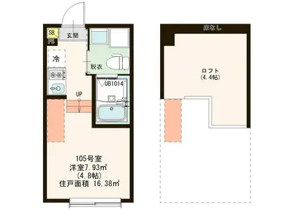 フリーデン西新井(ワンルーム/1階)の間取り写真