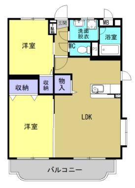 グランメールK(2LDK/3階)の間取り写真