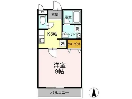 レクセルヒカリ(1K/1階)の間取り写真