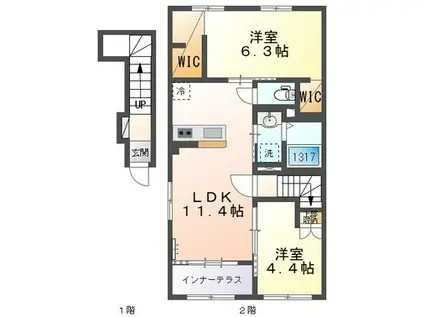 プレタージュ(2LDK/2階)の間取り写真
