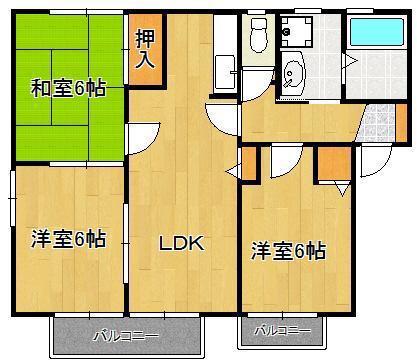パラシオ赤坂C棟(3LDK/1階)の間取り写真