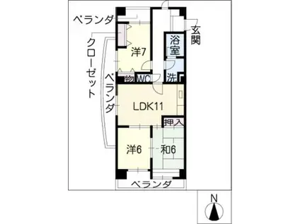 ロアジール上ヶ池(3LDK/4階)の間取り写真