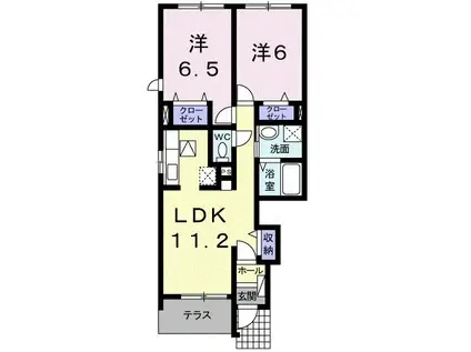 リアン・パルティールC(2LDK/1階)の間取り写真