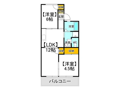 プロムナード中仙道 I(2LDK/2階)の間取り写真