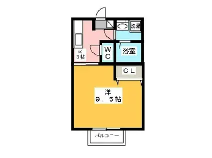 カズIII(1K/1階)の間取り写真