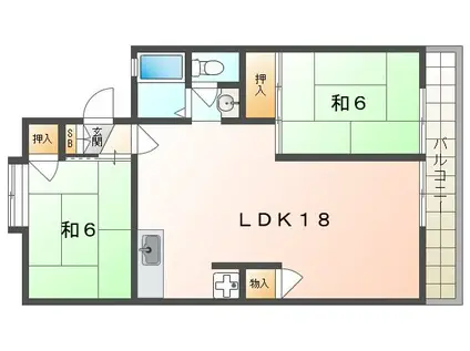 ラ・エスタシオンI(2LDK/2階)の間取り写真