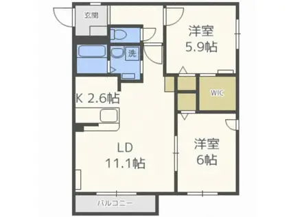 キャルム クラス(1LDK/2階)の間取り写真