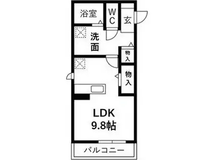 アール・オッツ(ワンルーム/1階)の間取り写真