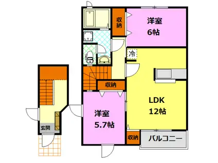 GOOD IMPRESS A(2LDK/2階)の間取り写真