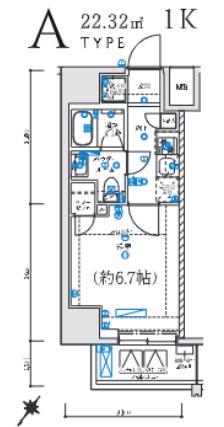 レグゼ 横濱関内(1K/6階)の間取り写真