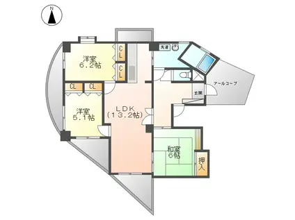 アーバンシティ志賀本通(3LDK/11階)の間取り写真