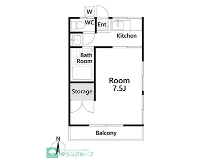 エメラルドハイツ(1K/2階)の間取り写真