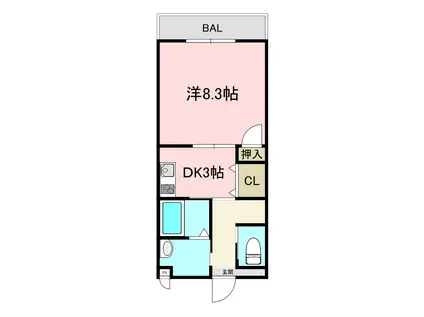 長谷川MS(1DK/2階)の間取り写真