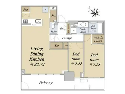 ベイシティタワーズ神戸イースト(2LDK/20階)の間取り写真