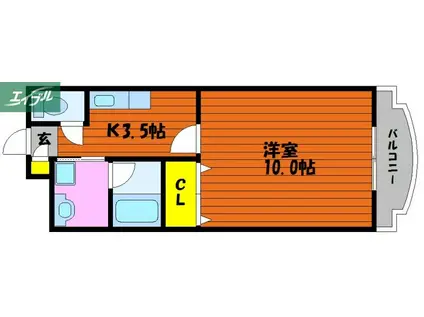 サンステージ南方(1K/1階)の間取り写真