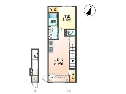 ダイアモンド ムーン(1LDK/2階)の間取り写真