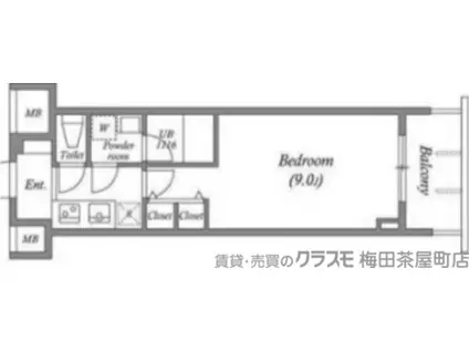 スプランディッド淀屋橋DUE(1K/11階)の間取り写真