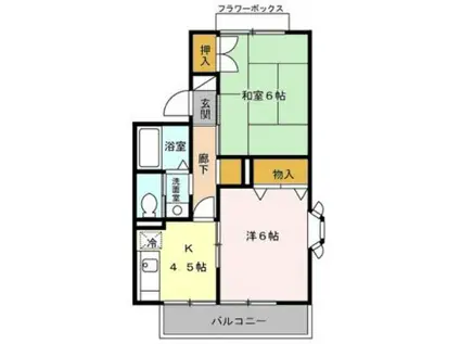 ルードルフィアタウンズ B棟(2DK/1階)の間取り写真