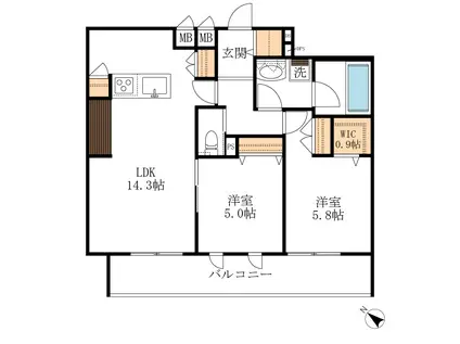 LARGO SERENO(2LDK/3階)の間取り写真