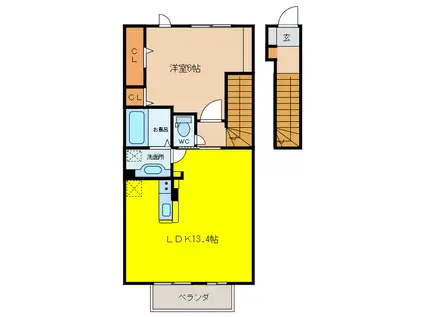 スターレット尼寺(1LDK/2階)の間取り写真