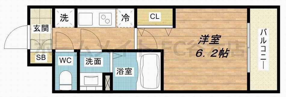 プレサンス上町台夕陽丘(1K/1階)の間取り写真