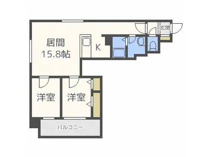 ビブレス月寒中央ステーション(2LDK/2階)の間取り写真