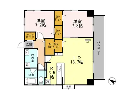 OHANA(2LDK/3階)の間取り写真