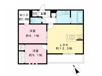 フィカーサ柏の葉(2LDK/2階)の間取り写真