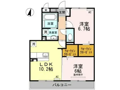 フォーチュンサガン(2LDK/2階)の間取り写真