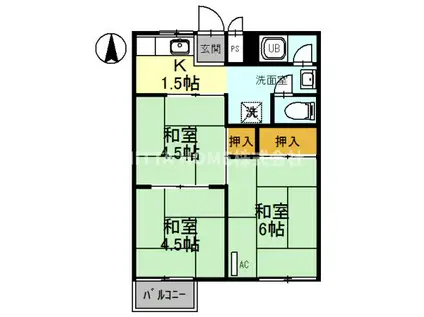 ハイツシャローム(3K/2階)の間取り写真