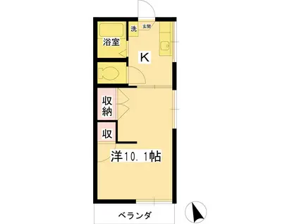 グリーンハウス(1K/2階)の間取り写真