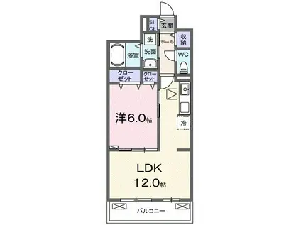 ラピス飯能(1LDK/1階)の間取り写真