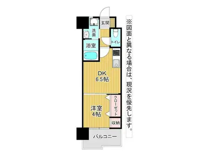 ONE PROJECT三萩野(1DK/5階)の間取り写真