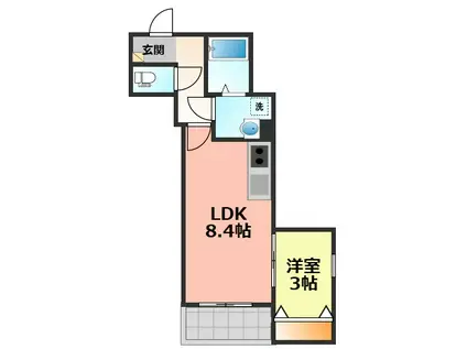ジーメゾン名古屋小田井リュソー(1LDK/2階)の間取り写真