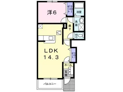 プリートアルバIII(1LDK/1階)の間取り写真