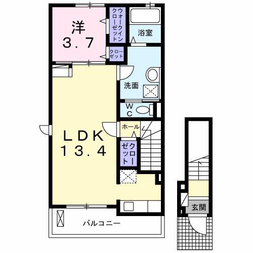 ラフィネ(1LDK/2階)の間取り写真