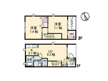 アーバンヒルズ(2LDK/1階)の間取り写真