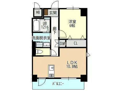 ディアコートKVII(1LDK/3階)の間取り写真