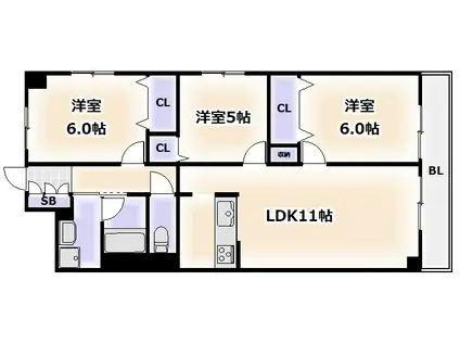 ルシール田辺(3LDK/2階)の間取り写真